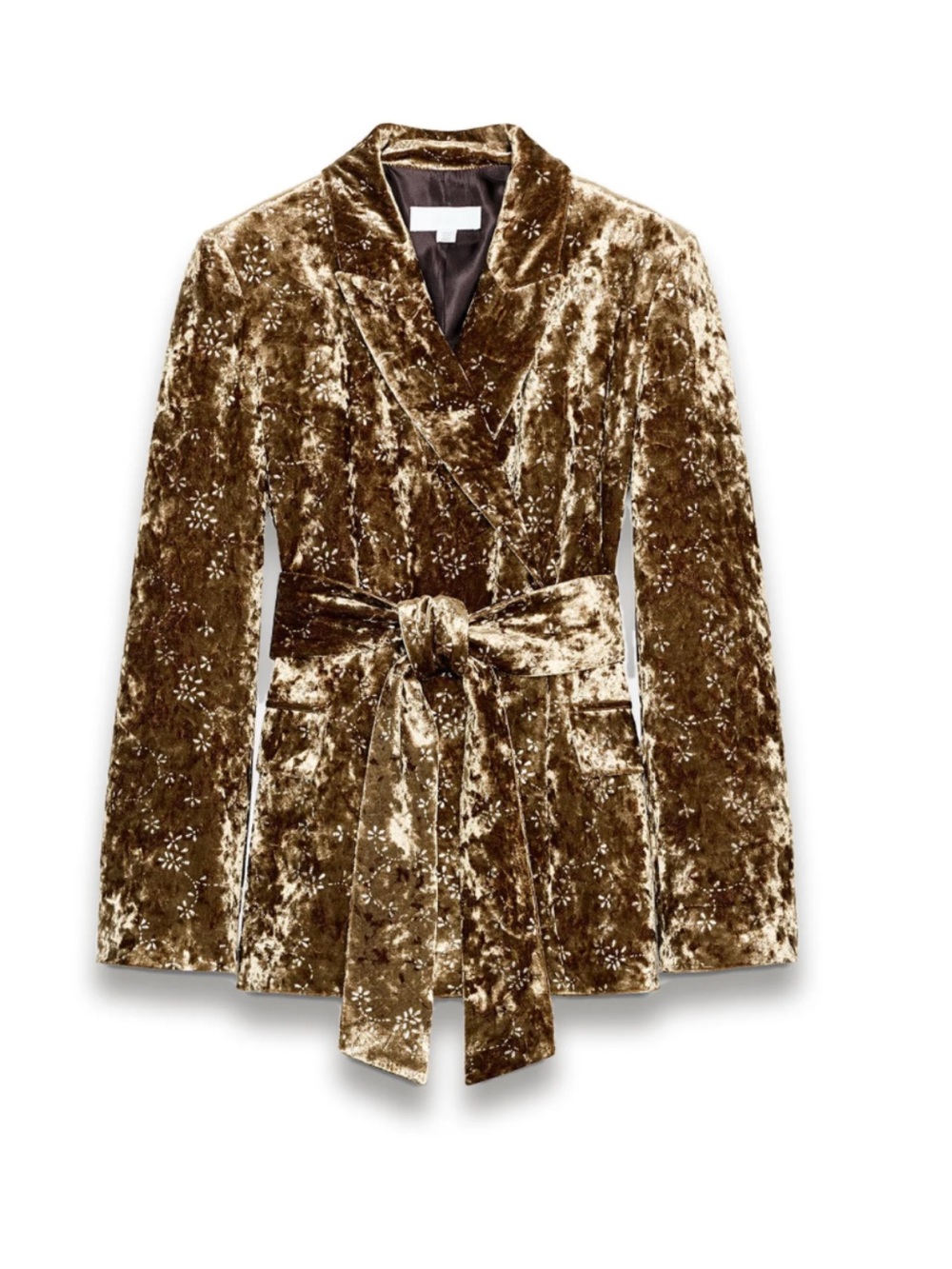 ZARA Velvet Blazer With Metallic Thread Belt